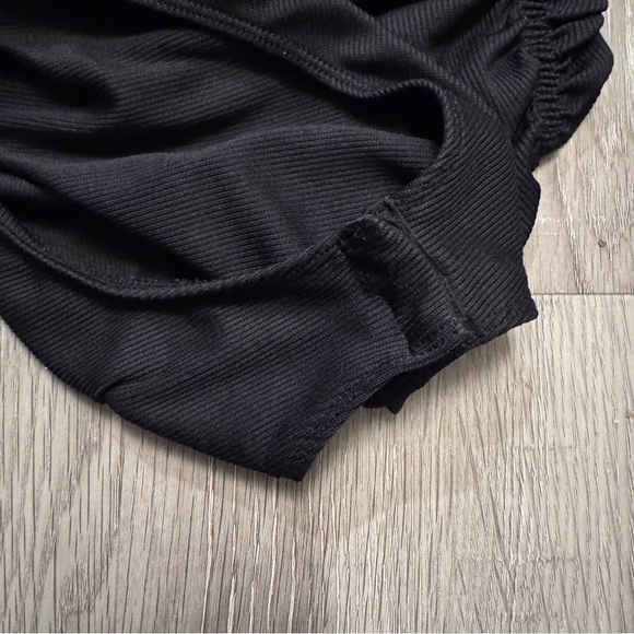 Free People Black Spaghetti Strap On Your Side Ruched Bodysuit Size Medium - Picture 12 of 12